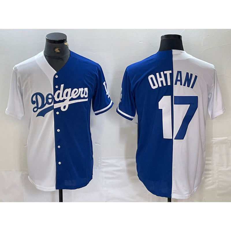 LA.Dodgers #17 Shohei Ohtani White Blue Two Tone Stitched Jersey