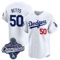LA.Dodgers #50 Mookie Betts White 2025 Champions Stitched Jersey