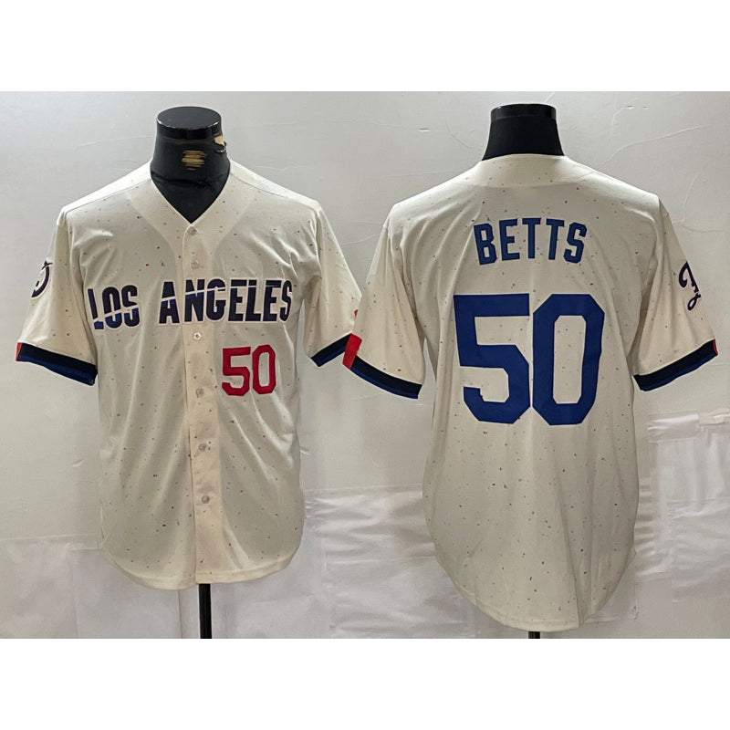 LA.Dodgers #50 Mookie Betts Number Cream 2024 City Connect Limited 2 Stitched Jersey