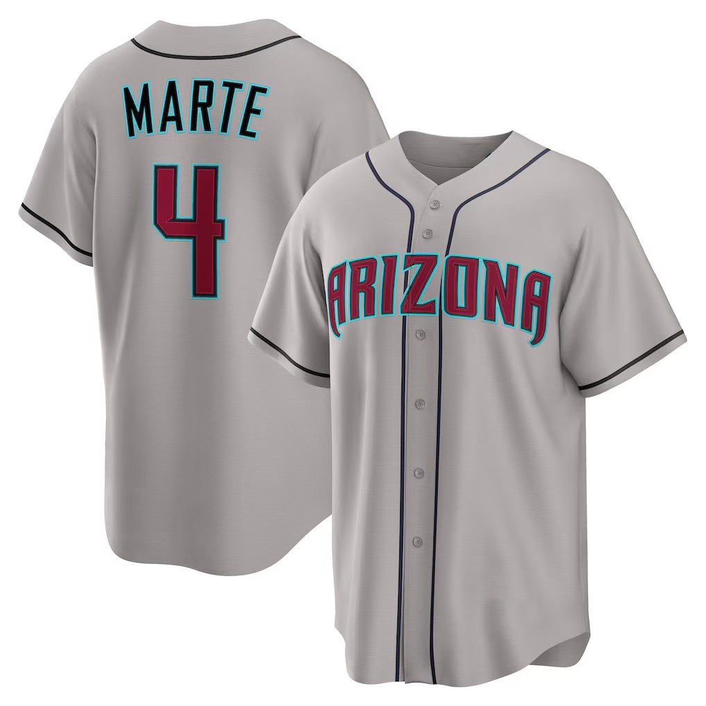 A.Diamondback #4 Ketel Marte Gray Road Replica Jersey