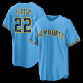 M.Brewers #22 Christian Yelich Light Blue Road Replica Jersey