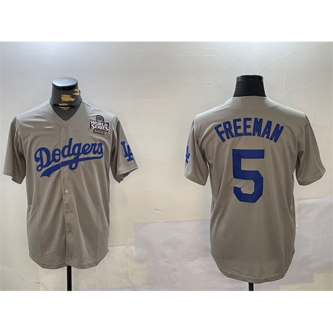 LA.Dodgers #5 Freddie Freeman Gray 2024 World Series Cool Base Stitched Jersey