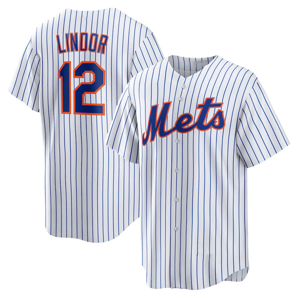 NY.Mets #12 Francisco Lindor White Home Replica Player Jersey