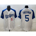 LA.Dodgers #5 Freddie Freeman Number White Blue Fashion Stitched Cool Base Limited Jersey