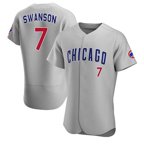 C.Cubs #7 Dansby Swanson Gray Flex Base Stitched Jersey
