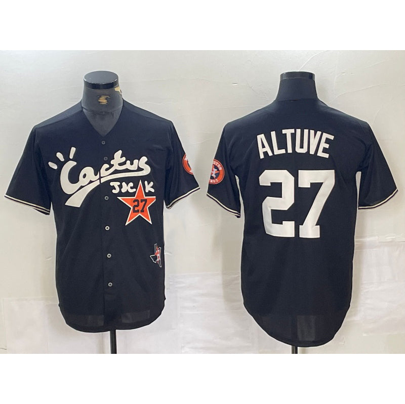 H.Astros #27 Jose Altuve Black Cactus Jack Cool Base Jersey