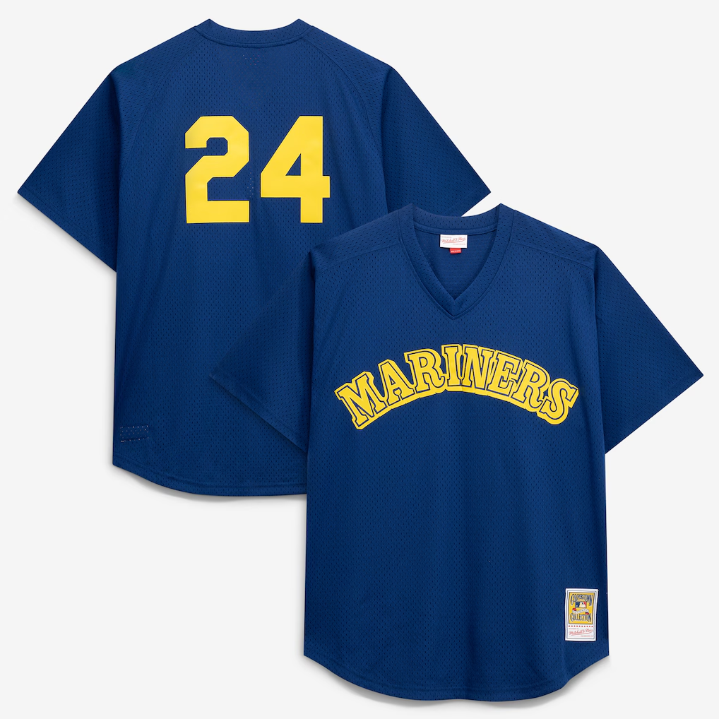 S.Mariners #24 Ken Griffey Jr. Mitchell & Ness Royal Big & Tall Cooperstown Collection Mesh Batting Practice Jersey