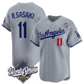LA.Dodgers #10 Roki Sasaki Gray 2025 World Series Stitched Jersey