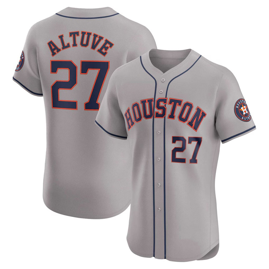 H.Astros #27 Jose Altuve Gray Road Elite Player Jersey
