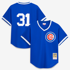 C.Cubs #31 Greg Maddux Mitchell & Ness Royal Authentic Batting Practice Jersey