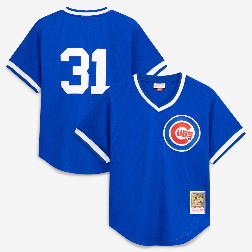 C.Cubs #31 Greg Maddux Mitchell & Ness Royal Authentic Batting Practice Jersey