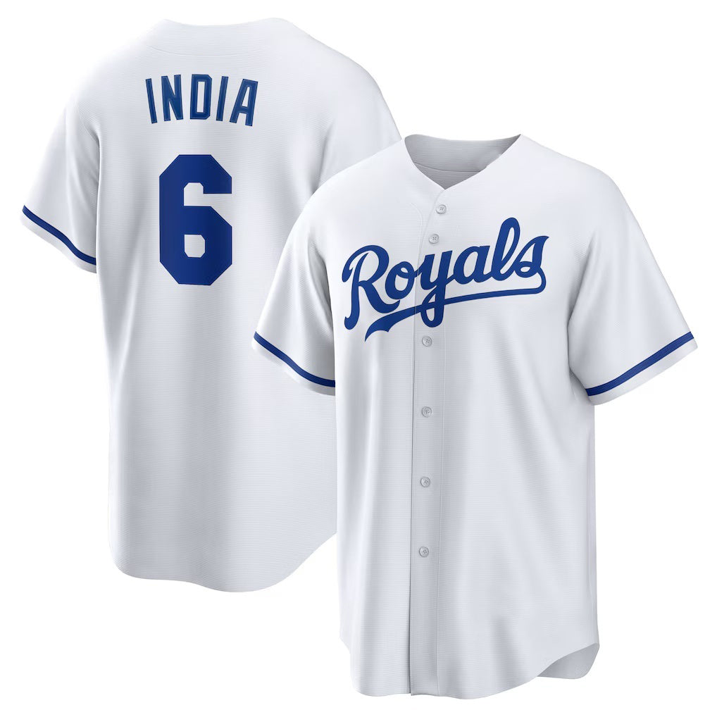 KC.Royals #6 Jonathan India White Home Replica Player Jersey