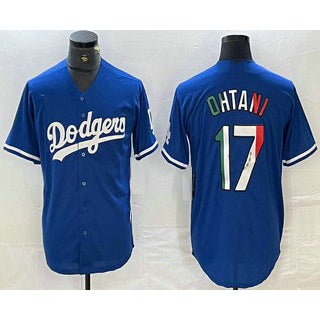 LA.Dodgers #17 Shohei Ohtani Mexico Blue Cool Base Stitched Jersey