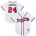 A.Braves #24 Deion Sanders Mitchell & Ness White Cooperstown Collection 1992 Authentic Jersey