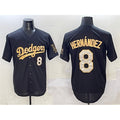 LA.Dodgers #8 Enrique Hernandez Black Gold Limited Stitched Jersey