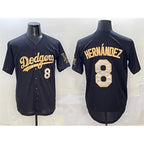 LA.Dodgers #8 Enrique Hernandez Black Gold Limited Stitched Jersey
