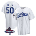 LA.Dodgers #50 Mookie Betts White 2024 World Series Champions Cool Base Stitched Jersey