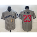 M.Twins #23 Royce Lewis Number 2023 Grey Home Team Cool Base 2 Stitched Jersey