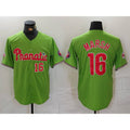 P.Phillies #16 Brandon Marsh Number Green With Patch Stitched Cool Base Jersey