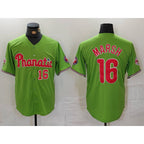 P.Phillies #16 Brandon Marsh Number Green With Patch Stitched Cool Base Jersey