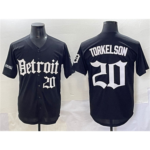 D.Tigers #20 Spencer Torkelson Black Motor Gothic Edition Vapor Premier Limited Stitched Jersey