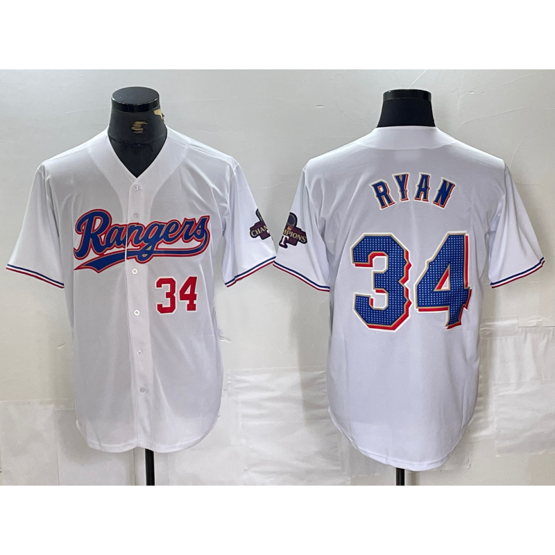 T.Rangers #34 Nolan Ryan Number White 2024 Gold Collection Limited Cool Base 2 Jersey