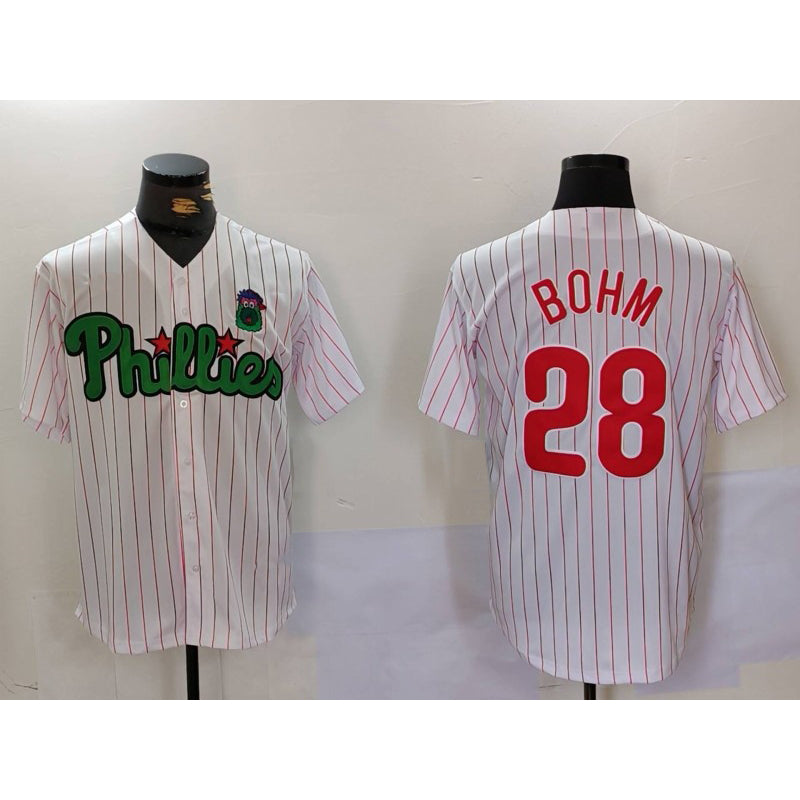 P.Phillies #28 Alec Bohm White Green Cool Base 2 Stitched Jersey