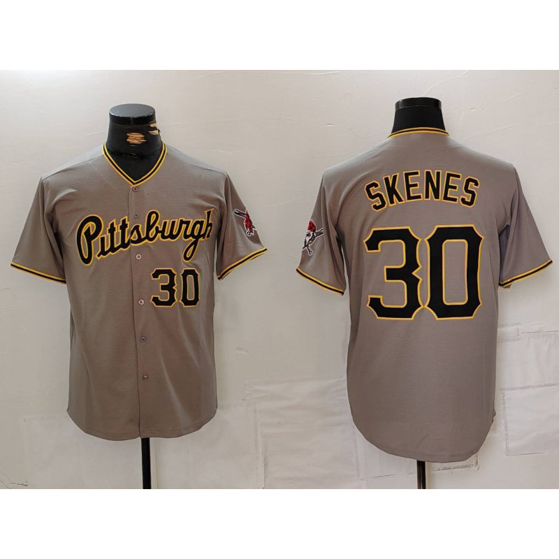 P.Pirates #30 Paul Skenes Number Grey Stitched Jersey