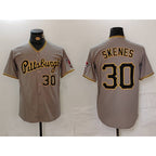 P.Pirates #30 Paul Skenes Number Grey Stitched Jersey