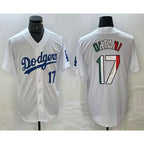 LA.Dodgers #17 Shohei Ohtani Number Mexico White Cool Base Stitched Jersey