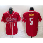 P.Phillies #5 Bryson Stott Number Red Cool Base 2 Stitched Jersey