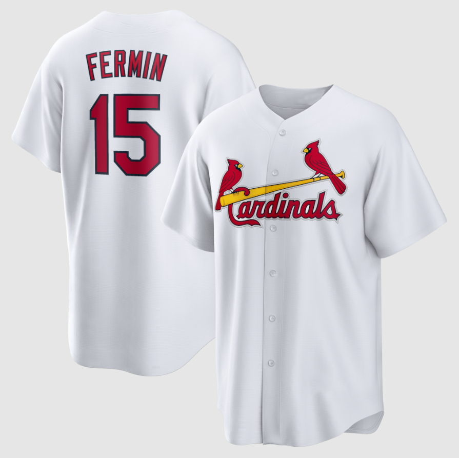 St. Louis Cardinals #15 Jos¨¦ Ferm¨ªn White Home Replica Jersey