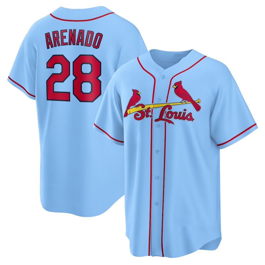 St. Louis Cardinals #28 Nolan Arenado Light Blue Alternate Official Replica Player Jersey