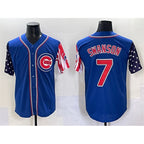 C.Cubs #7 Dansby Swanson Royal 2025 Independence Day Vapor Premier Limited Stitched Jersey