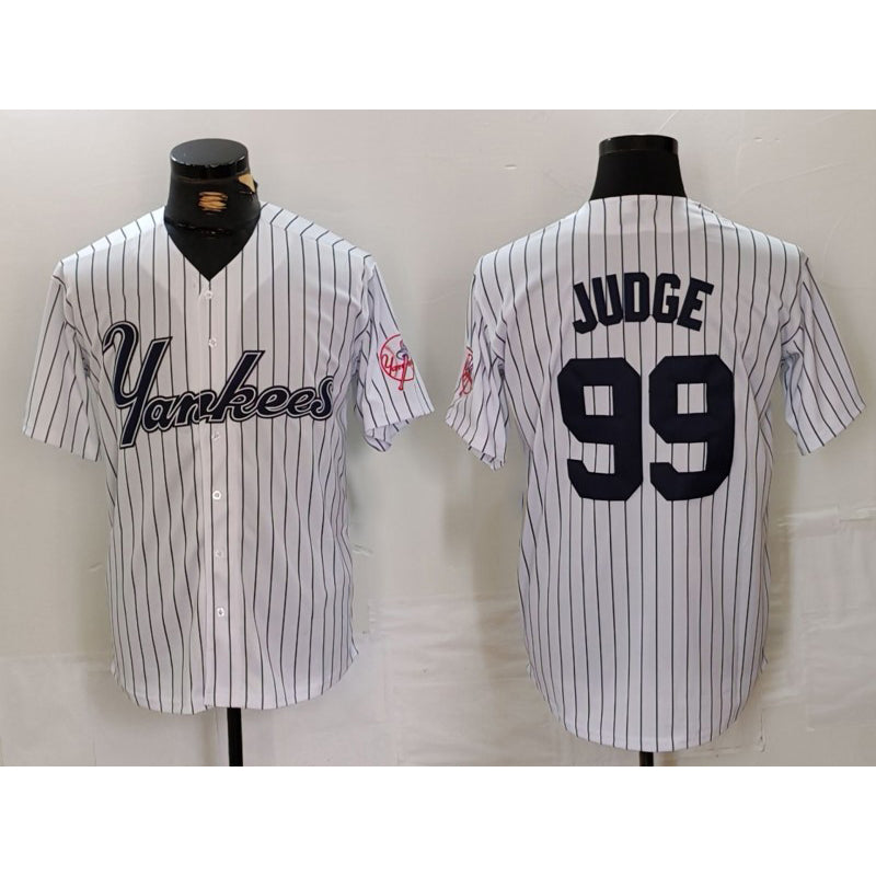 NY.Yankees #99 Aaron Judge White Pinstripe Fashion Cool Base 3 Jersey
