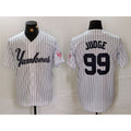 NY.Yankees #99 Aaron Judge White Pinstripe Fashion Cool Base 3 Jersey