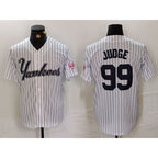 NY.Yankees #99 Aaron Judge White Pinstripe Fashion Cool Base 3 Jersey