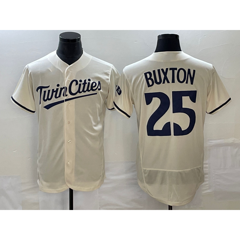 M.Twins #25 Byron Buxton 2023 Cream Flex Base Stitched Jersey