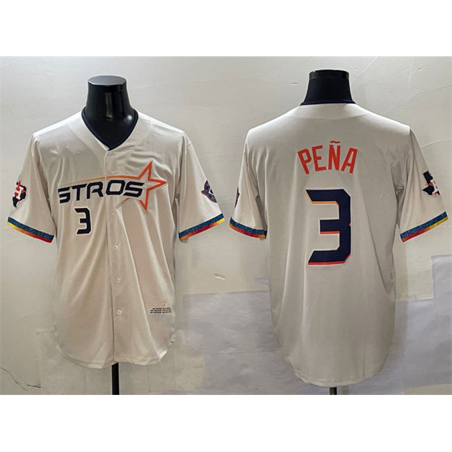 H.Astros #3 Jeremy Pena Cream 2025 City Connect With Texas Patch Limited Stitched Jersey
