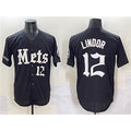 NY.Mets #12 Francisco Lindor Black 'Gotham Gothic Edition' Vapor Premier Limited Stitched Jersey