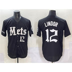 NY.Mets #12 Francisco Lindor Black 'Gotham Gothic Edition' Vapor Premier Limited Stitched Jersey