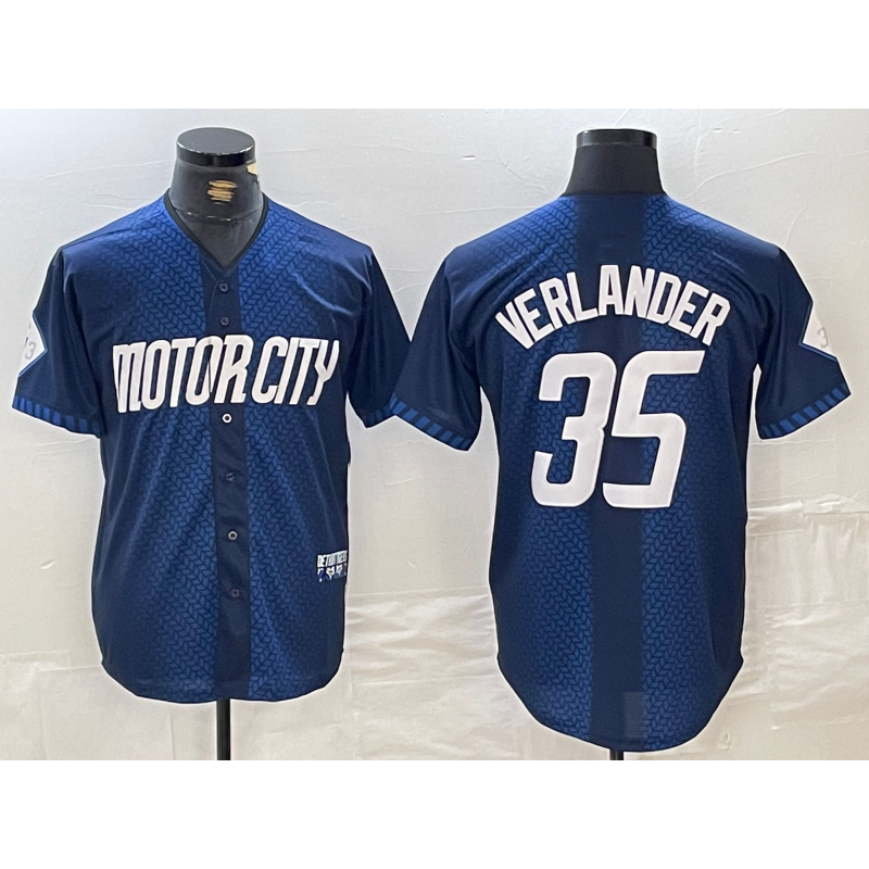 D.Tigers #35 Justin Verlander Navy 2024 City Connect Cool Base Limited Stitched Jersey