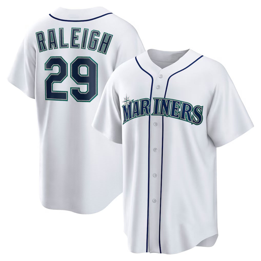 S.Mariners #29 Cal Raleigh White Home Replica Player Jersey