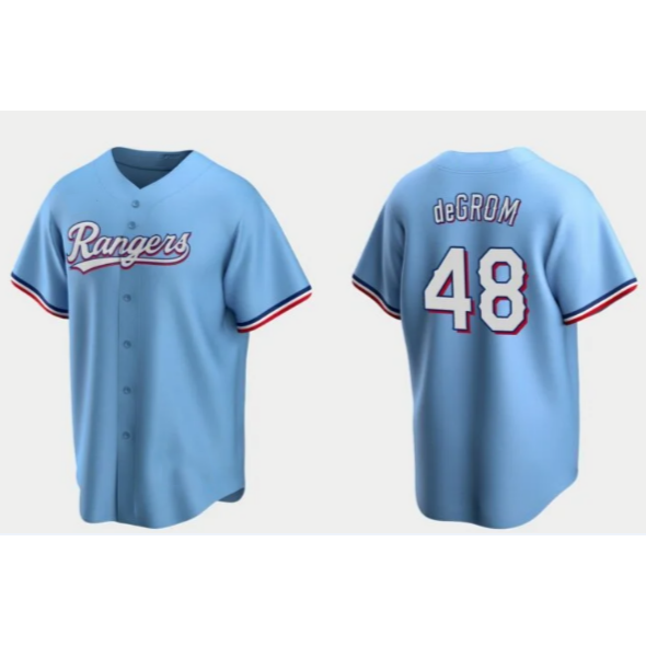 T.Rangers #48 Jacob deGrom Light Blue Cool Base Stitched Jersey