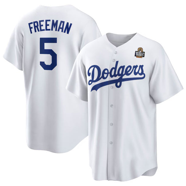 LA.Dodgers #5 Freddie Freeman White 2024 World Series Cool Base Stitched Jersey