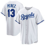 KC.Royals #13 Salvador Perez White Home Replica Player Jersey