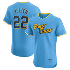 M.Brewers #22 Christian Yelich Powder Blue City Connect Elite Player Jersey