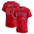 LA.Angels #27 Mike Trout Number Red Alternate Elite Jersey