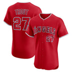 LA.Angels #27 Mike Trout Number Red Alternate Elite Jersey