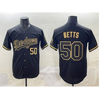LA.Dodgers #50 Mookie Betts Black Gold Limited Stitched Jersey